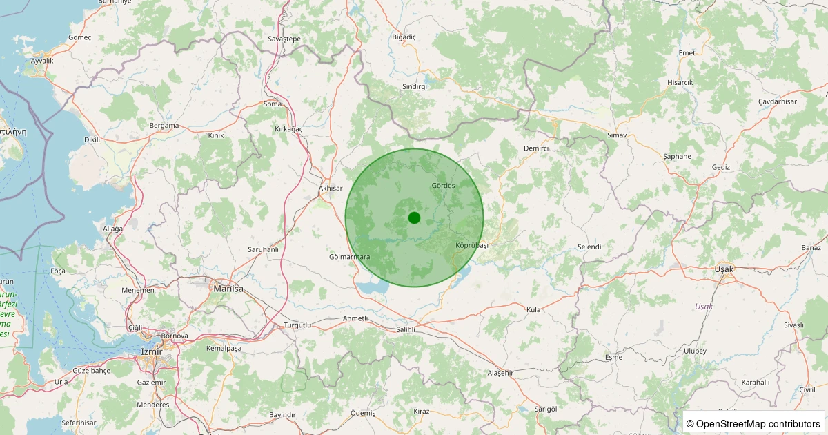 31 Ekim 2025 saat 20:14 - Gördes - Merkeztepe - 1.50ml depreminin harita gösterimi