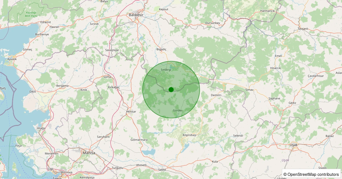 31 Ekim 2025 saat 21:25 - Gördes - 1.50ml depreminin harita gösterimi
