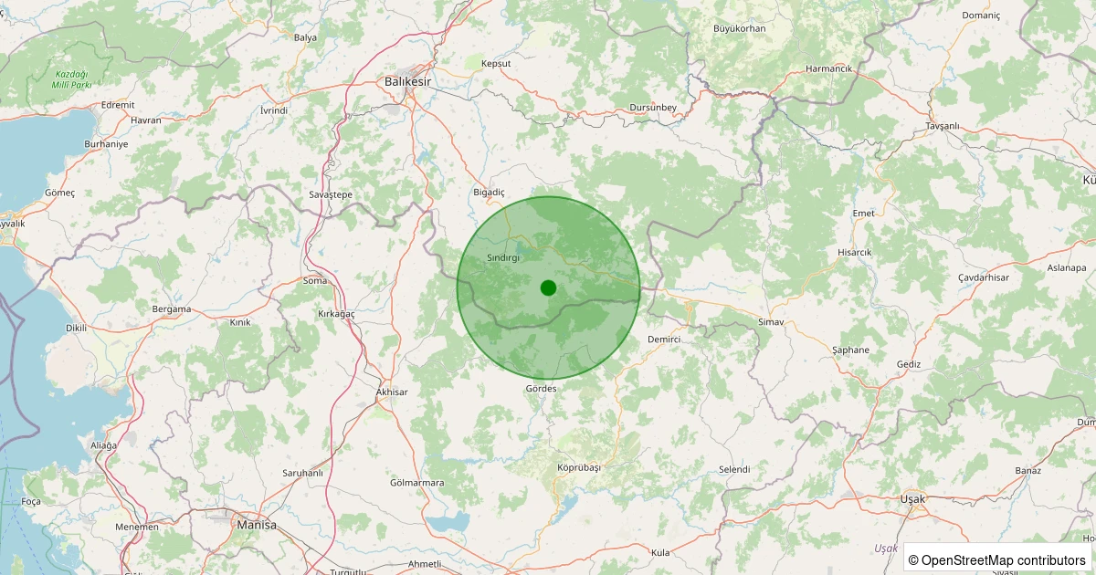 31 Ekim 2025 saat 22:24 - Sındırgı - Küçükdağdere - 1.10ml depreminin harita gösterimi