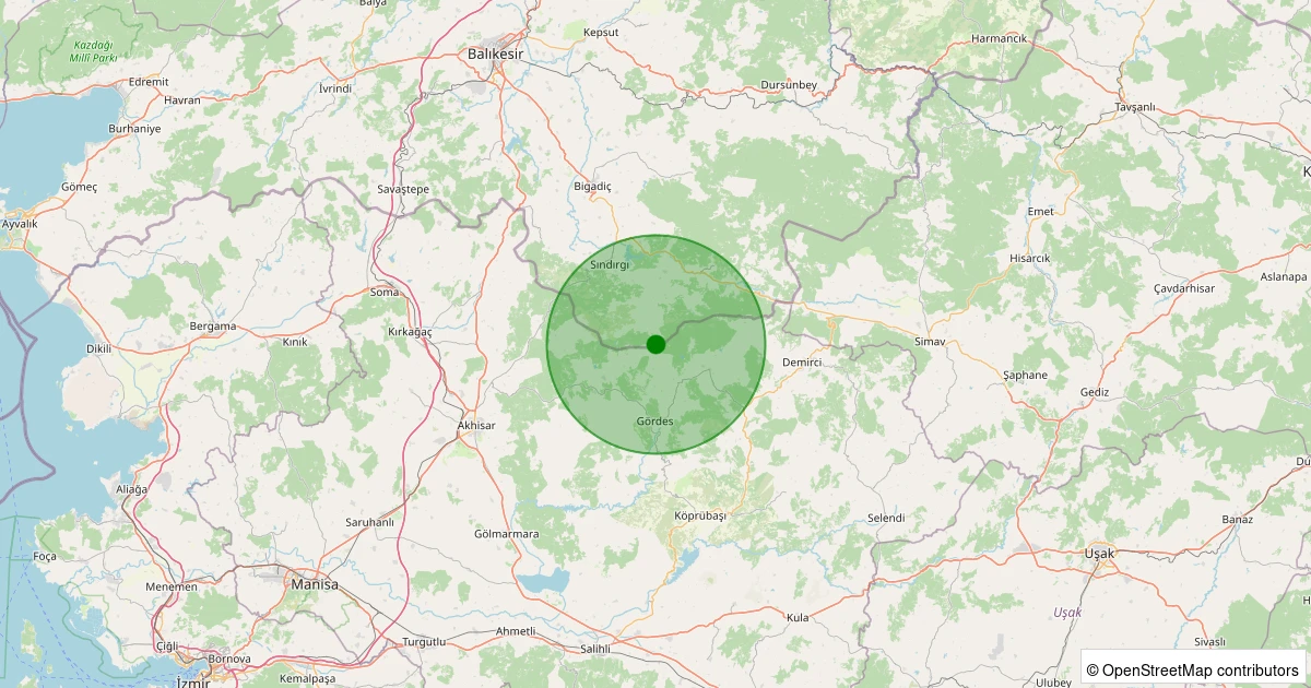 01 Kasım 2025 saat 01:45 - Sındırgı - Yüreğil/Merkez - 1.30ml depreminin harita gösterimi