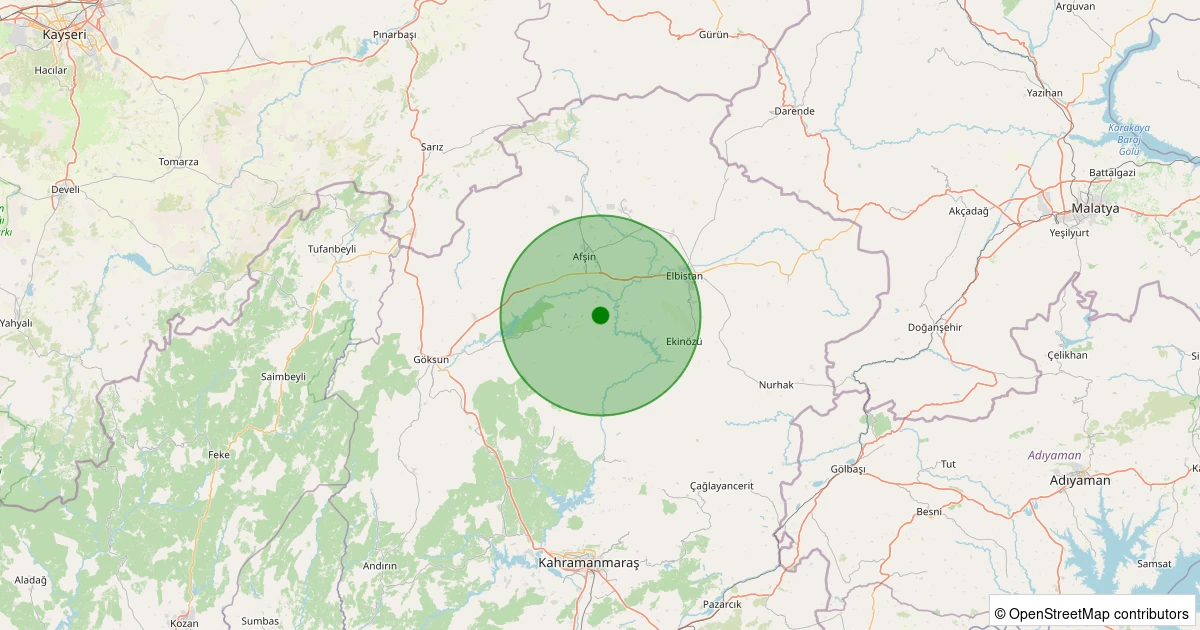 01 Kasım 2025 saat 02:35 - Afşin - Nadir - 1.60ml depreminin harita gösterimi