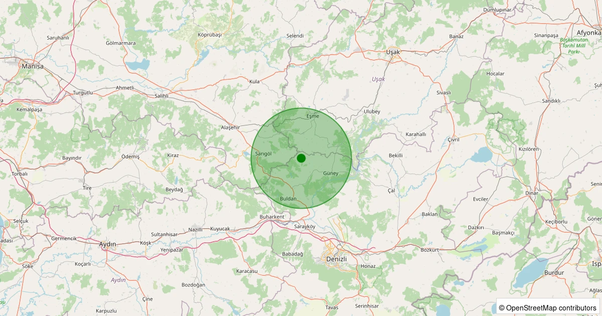 01 Kasım 2025 saat 03:59 - Buldan - Karaköy - 2.00ml depreminin harita gösterimi