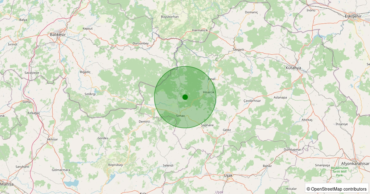 01 Kasım 2025 saat 04:47 - Simav - Yemişli Köyü - 1.40ml depreminin harita gösterimi