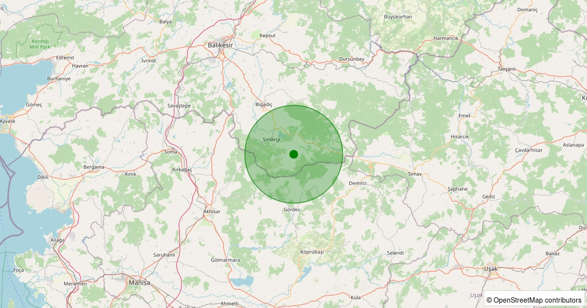 01 Kasım 2025 saat 12:12 - Sındırgı - Yüreğil/Merkez - 2.20ml depreminin harita gösterimi