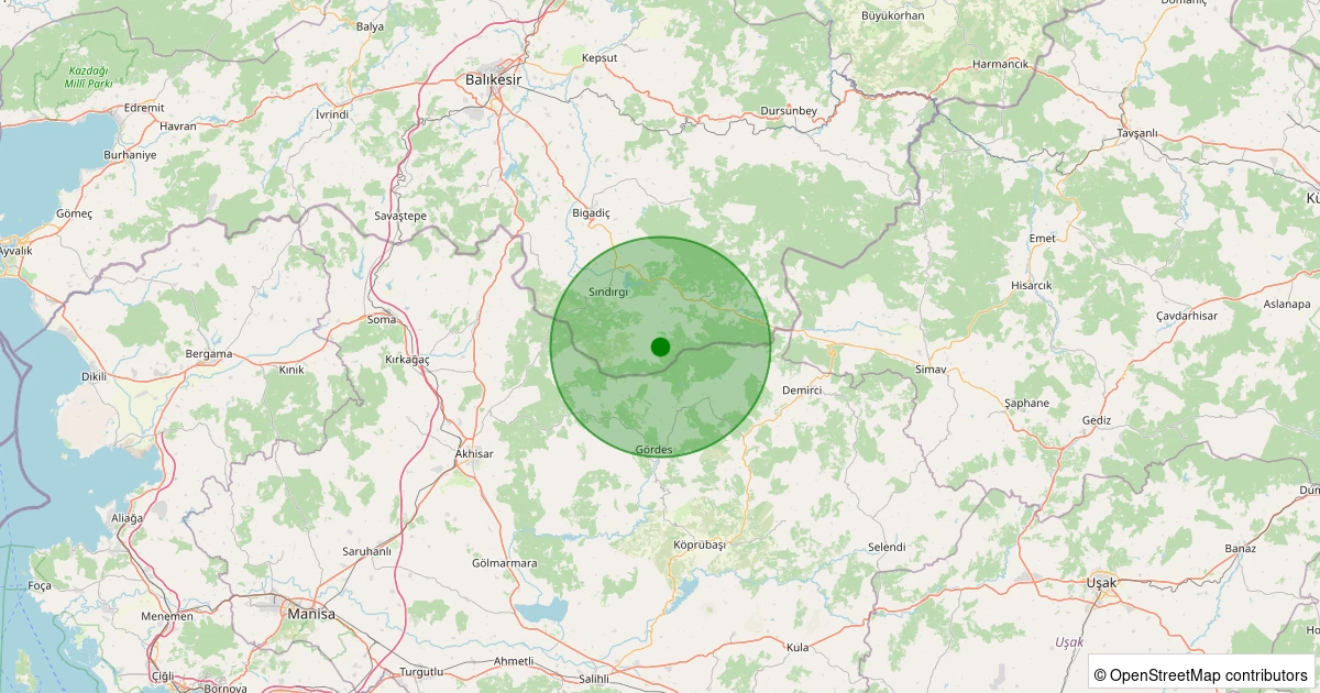 01 Kasım 2025 saat 14:41 - Sındırgı - Yüreğil/Merkez - 2.10ml depreminin harita gösterimi