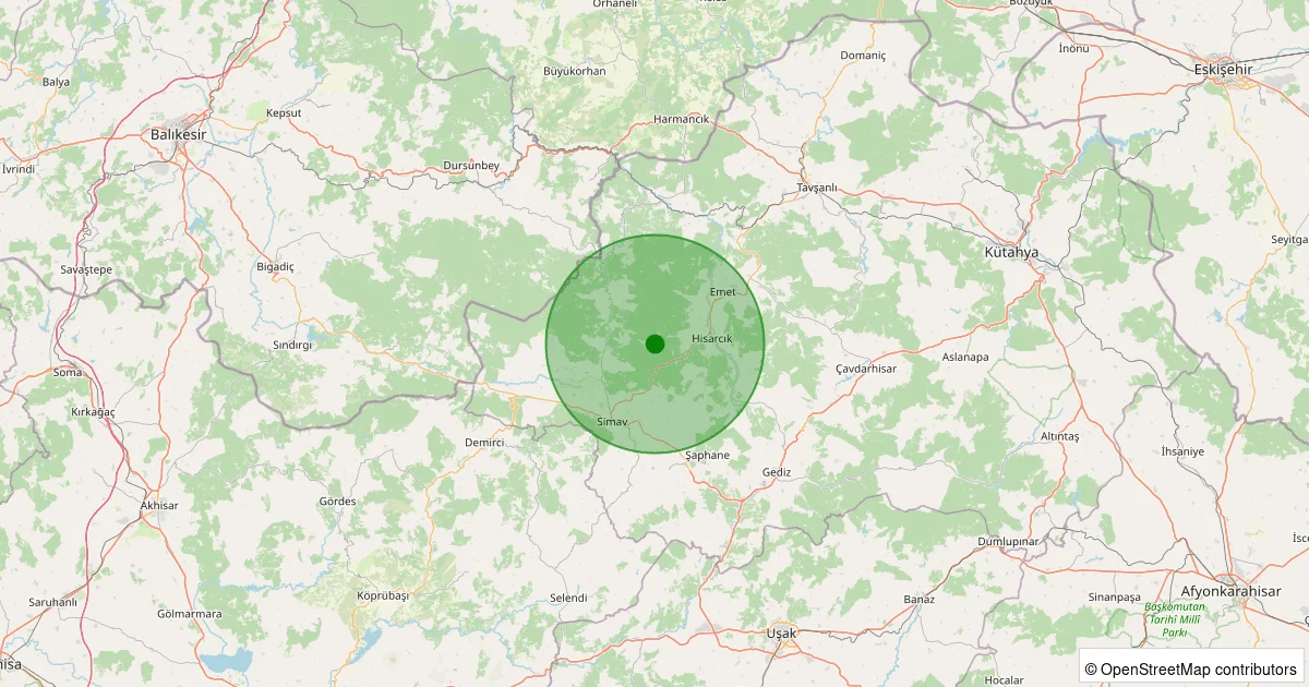 08 Ekim 2025 saat 03:40 - Hisarcık - Güldüren Köyü - 1.10ml depreminin harita gösterimi