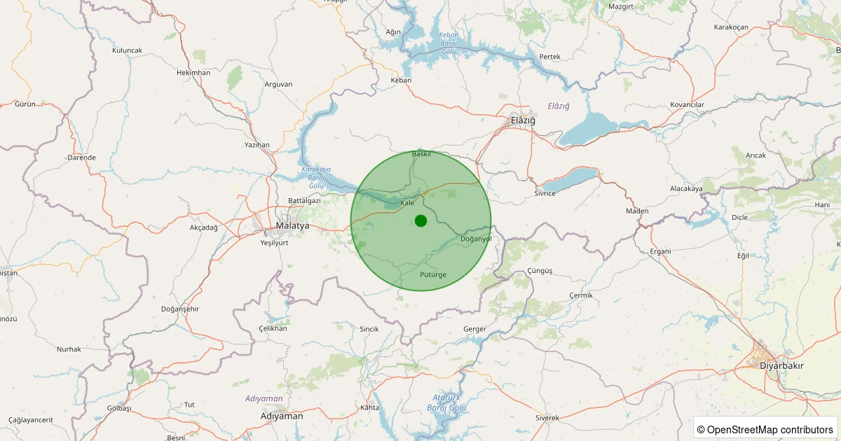 01 Kasım 2025 saat 17:07 - Kale - Akuşağı Köyü - 2.10ml depreminin harita gösterimi