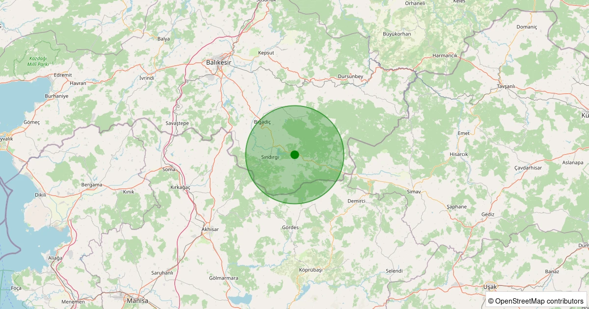 01 Kasım 2025 saat 18:00 - Sındırgı - Osmanlar - 1.10ml depreminin harita gösterimi