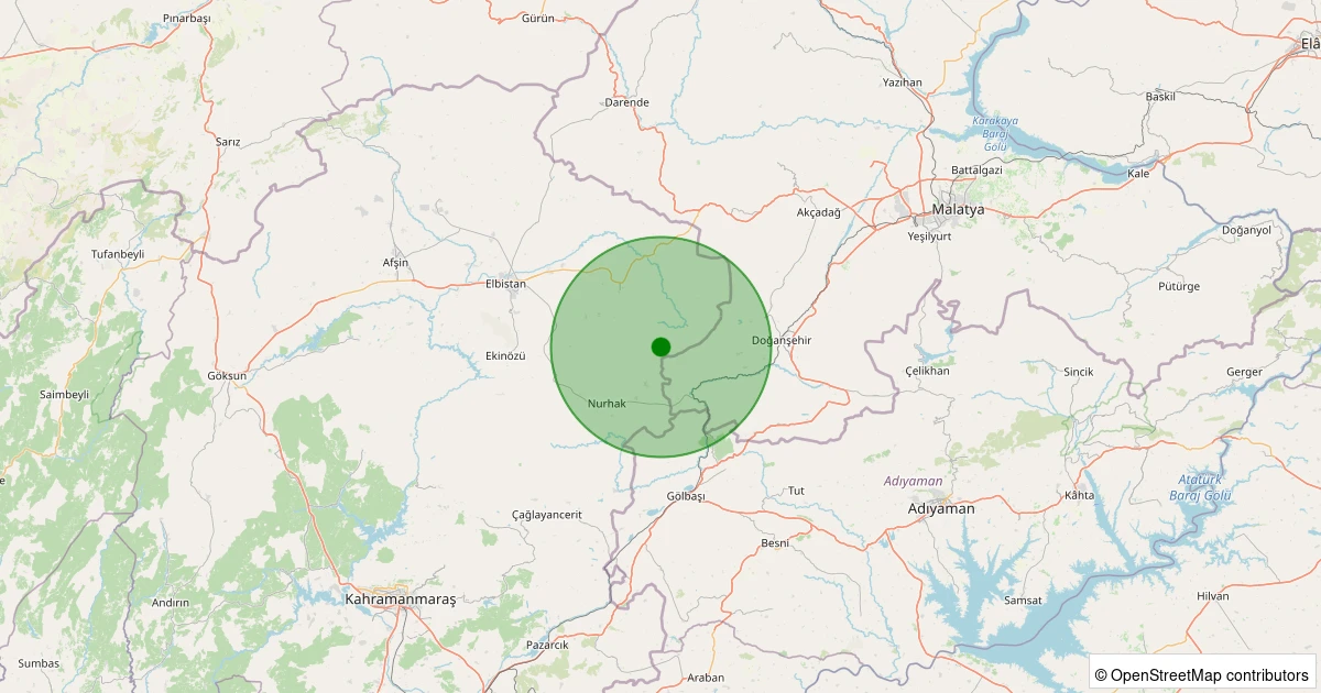 01 Kasım 2025 saat 18:25 - Elbistan - Karahasanuşağı Köyü - 1.60ml depreminin harita gösterimi