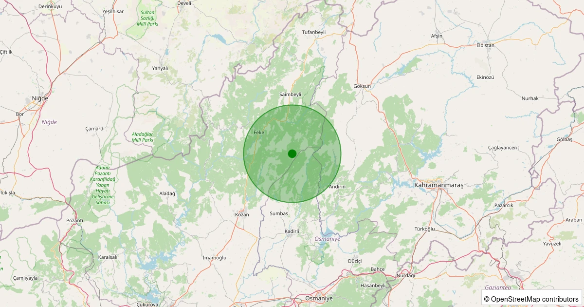 01 Kasım 2025 saat 19:15 - Kozan - Akçalıuşağı - 1.20ml depreminin harita gösterimi