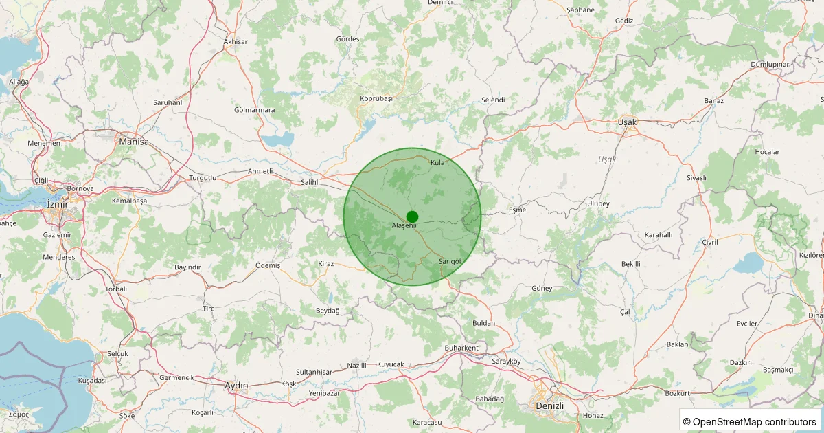08 Ekim 2025 saat 01:00 - Alaşehir - Baklacı - 1.30ml depreminin harita gösterimi