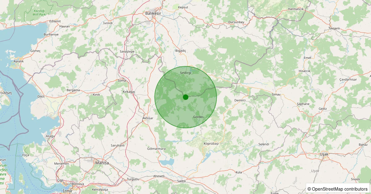 08 Ekim 2025 saat 00:08 - Gördes - 1.00ml depreminin harita gösterimi