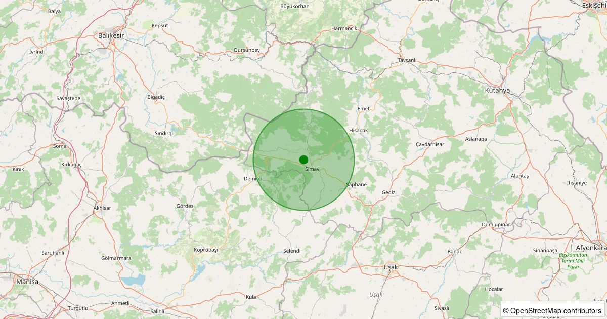 08 Ekim 2025 saat 00:03 - Simav - Çitgöl - 1.40ml depreminin harita gösterimi