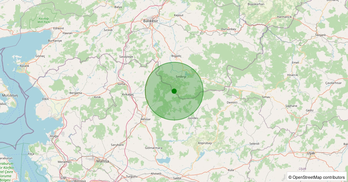 01 Kasım 2025 saat 21:15 - Akhisar - Sağrakçı Köyü - 1.60ml depreminin harita gösterimi