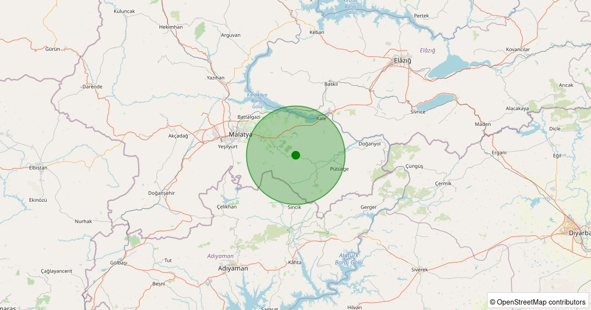 02 Kasım 2025 saat 01:41 - Pütürge - Kavaklıdere Köyü - 0.70ML depreminin harita gösterimi