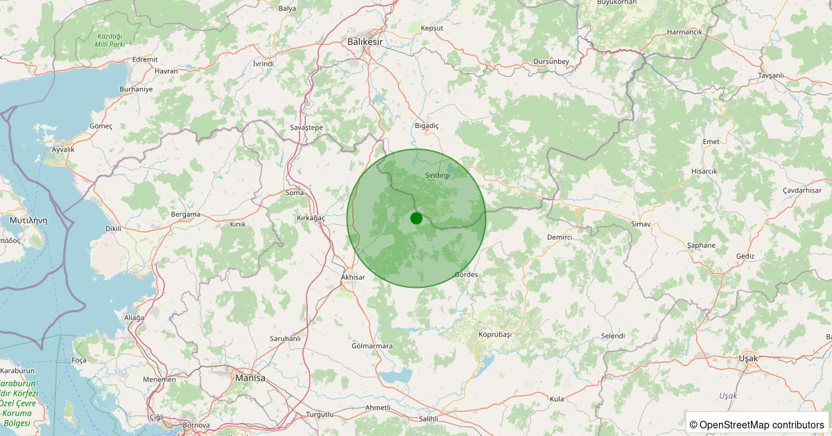 02 Kasım 2025 saat 02:55 - Akhisar - 1.10ml depreminin harita gösterimi