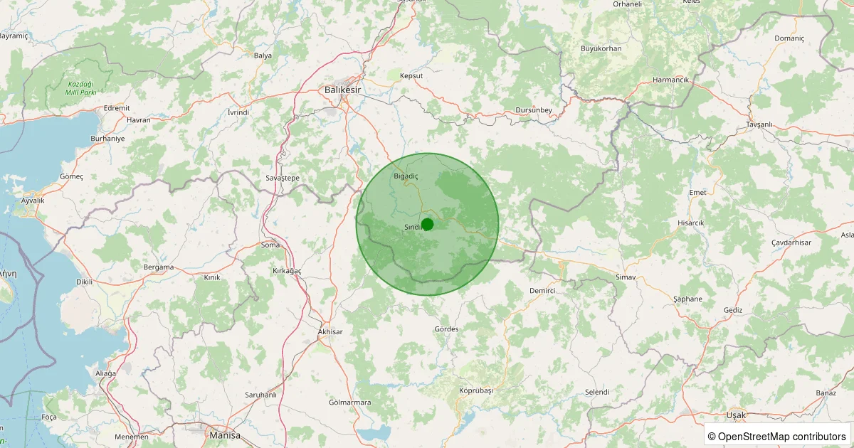 07 Ekim 2025 saat 17:32 - Sındırgı - Pürsünler - 1.70ml depreminin harita gösterimi