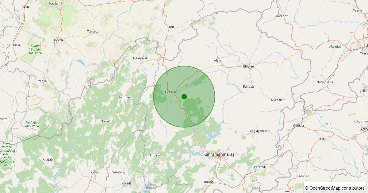 07 Ekim 2025 saat 07:12 - Onikişubat - Kurucaova - 1.50ml depreminin harita gösterimi