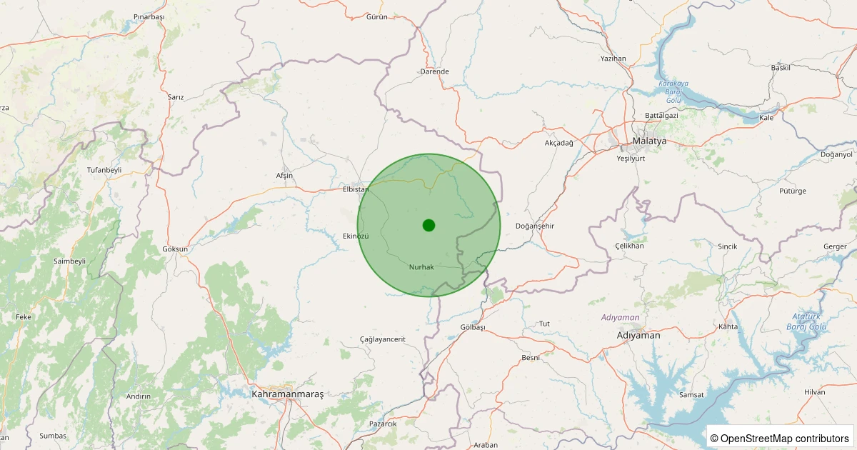 02 Kasım 2025 saat 10:43 - Elbistan - Bakış-Soğucak Köyü - 2.20ml depreminin harita gösterimi
