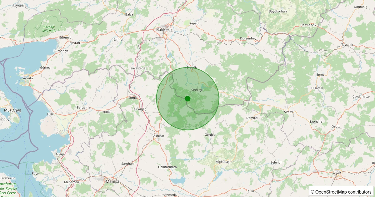 06 Ekim 2025 saat 22:17 - Sındırgı - Kertil - 1.30ml depreminin harita gösterimi