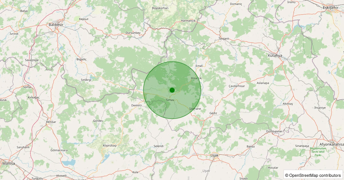 06 Ekim 2025 saat 21:15 - Simav - Naşa/Fatih - 1.60ml depreminin harita gösterimi