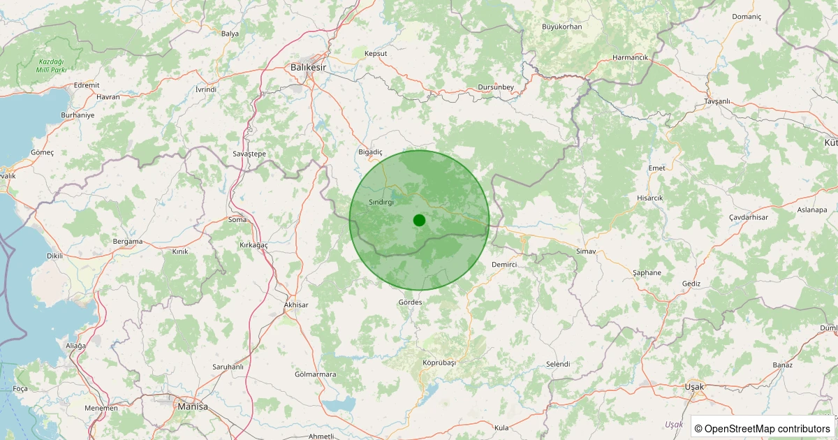 02 Kasım 2025 saat 21:07 - Sındırgı - Büyükdağdere - 2.90ml depreminin harita gösterimi