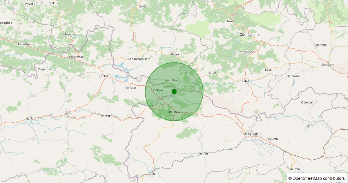 06 Ekim 2025 saat 18:09 - Gölova - Aydoğdu Köyü - 2.20ml depreminin harita gösterimi