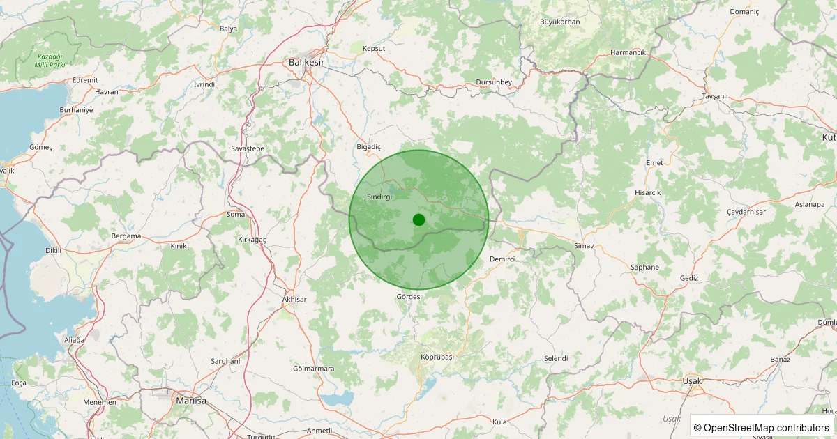 06 Ekim 2025 saat 14:48 - Sındırgı - Küçükdağdere - 1.70ml depreminin harita gösterimi