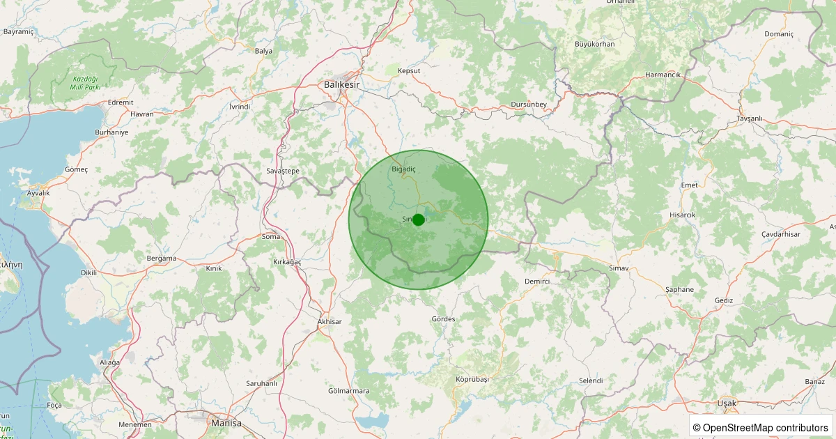 02 Kasım 2025 saat 22:53 - Sındırgı - Çavdaroğlu - 0.90ML depreminin harita gösterimi