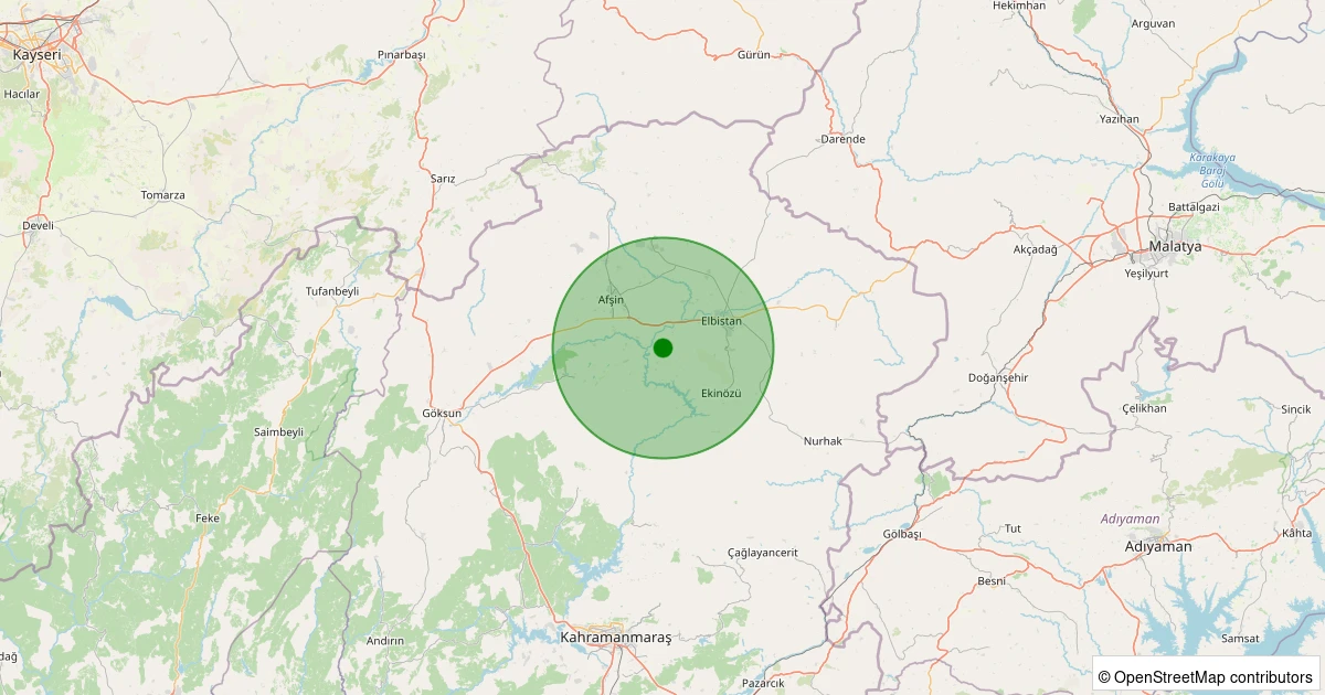 02 Kasım 2025 saat 23:50 - Ekinözü - 2.30ml depreminin harita gösterimi