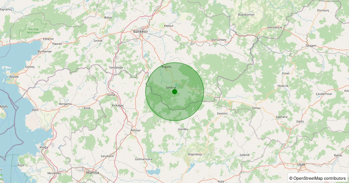 05 Ekim 2025 saat 22:07 - Sındırgı - Pürsünler - 1.50ml depreminin harita gösterimi
