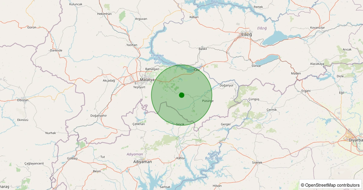 03 Kasım 2025 saat 03:56 - Pütürge - Söğütlü Köyü - 1.30ml depreminin harita gösterimi