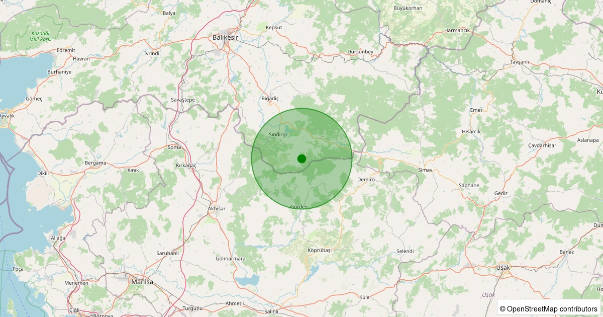 03 Kasım 2025 saat 05:31 - Sındırgı - Yüreğil/Merkez - 1.70ml depreminin harita gösterimi