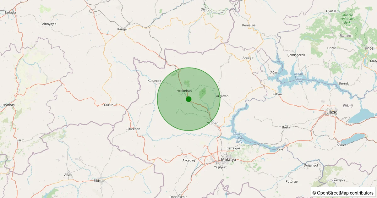 05 Ekim 2025 saat 19:44 - Hekimhan - Yeni - 3.30ml depreminin harita gösterimi