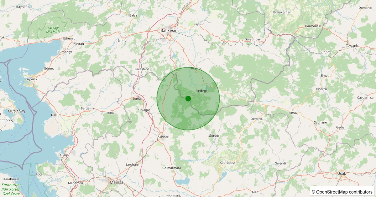 05 Ekim 2025 saat 16:27 - Sındırgı - Kertil - 1.20ml depreminin harita gösterimi