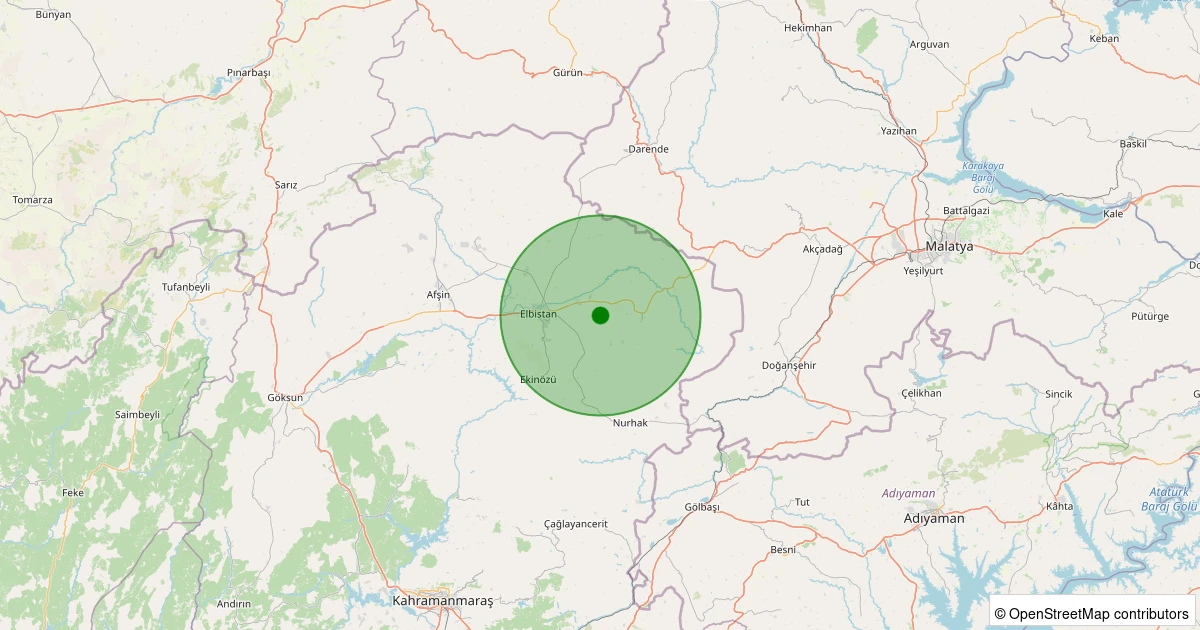 03 Kasım 2025 saat 06:41 - Elbistan - Anbarcık Köyü - 0.90ML depreminin harita gösterimi