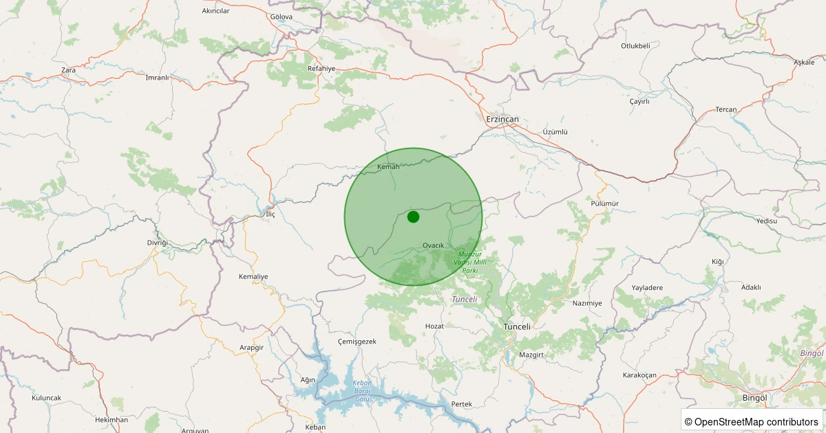 03 Kasım 2025 saat 07:04 - Ovacık - Köseler Köyü - 1.90ml depreminin harita gösterimi