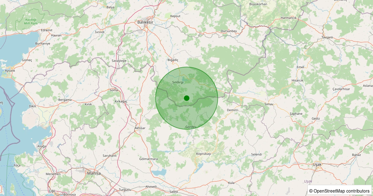 03 Kasım 2025 saat 08:02 - Sındırgı - Yüreğil/Alan - 1.30ml depreminin harita gösterimi