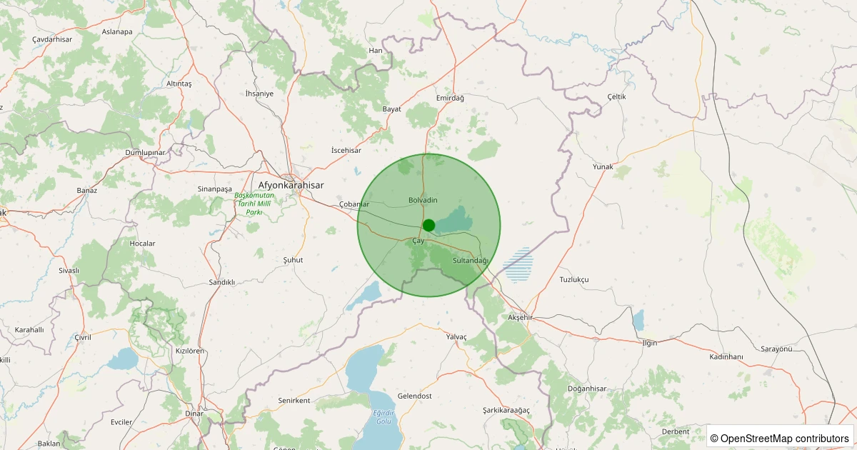 03 Kasım 2025 saat 08:00 - Çay - Yeşilevler - 0.90ML depreminin harita gösterimi
