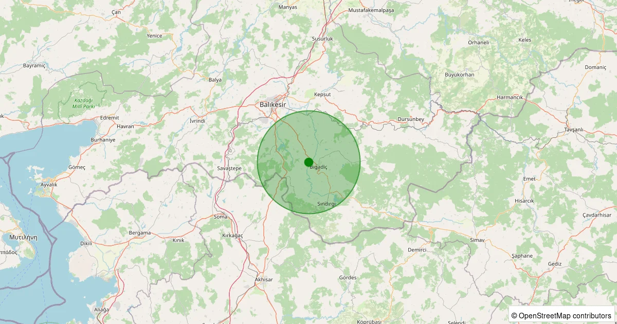 05 Ekim 2025 saat 12:54 - Bigadiç - Bademli - 1.30ml depreminin harita gösterimi
