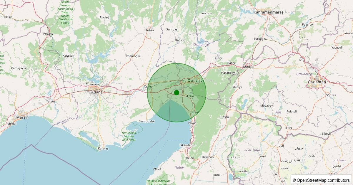 03 Kasım 2025 saat 10:37 - Erzin - 1.70ml depreminin harita gösterimi