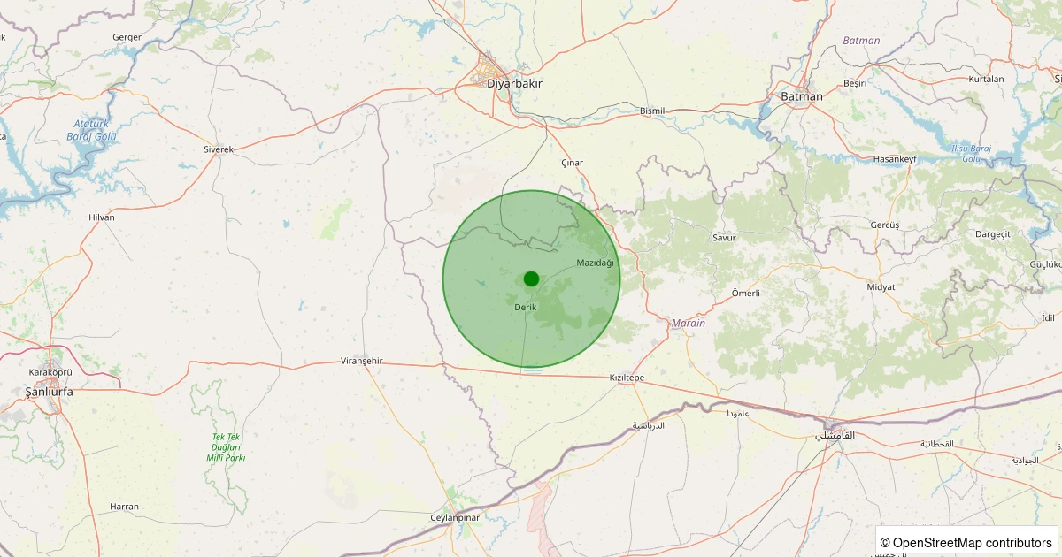 03 Kasım 2025 saat 12:19 - Derik - Yukarı Mezra - 1.90ml depreminin harita gösterimi