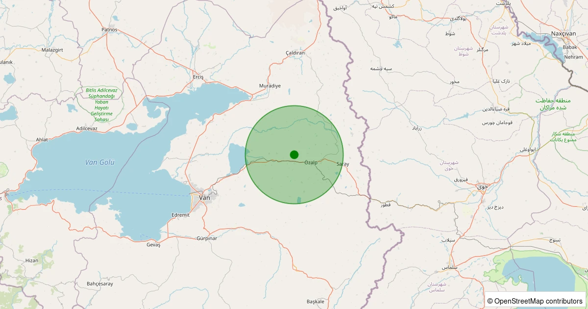 03 Kasım 2025 saat 13:01 - Özalp - Savatlı - 2.10ml depreminin harita gösterimi