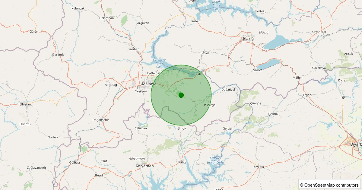 05 Ekim 2025 saat 05:50 - Battalgazi - Pelitli Köyü - 1.50ml depreminin harita gösterimi