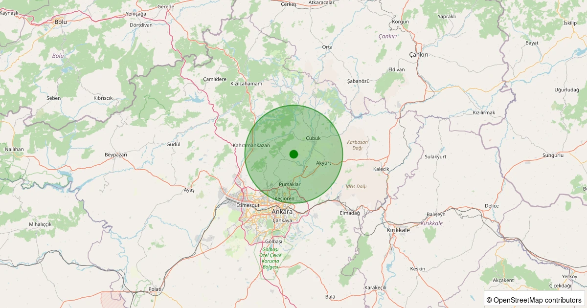 03 Kasım 2025 saat 12:33 - Çubuk - İkipınar - 1.80ml depreminin harita gösterimi