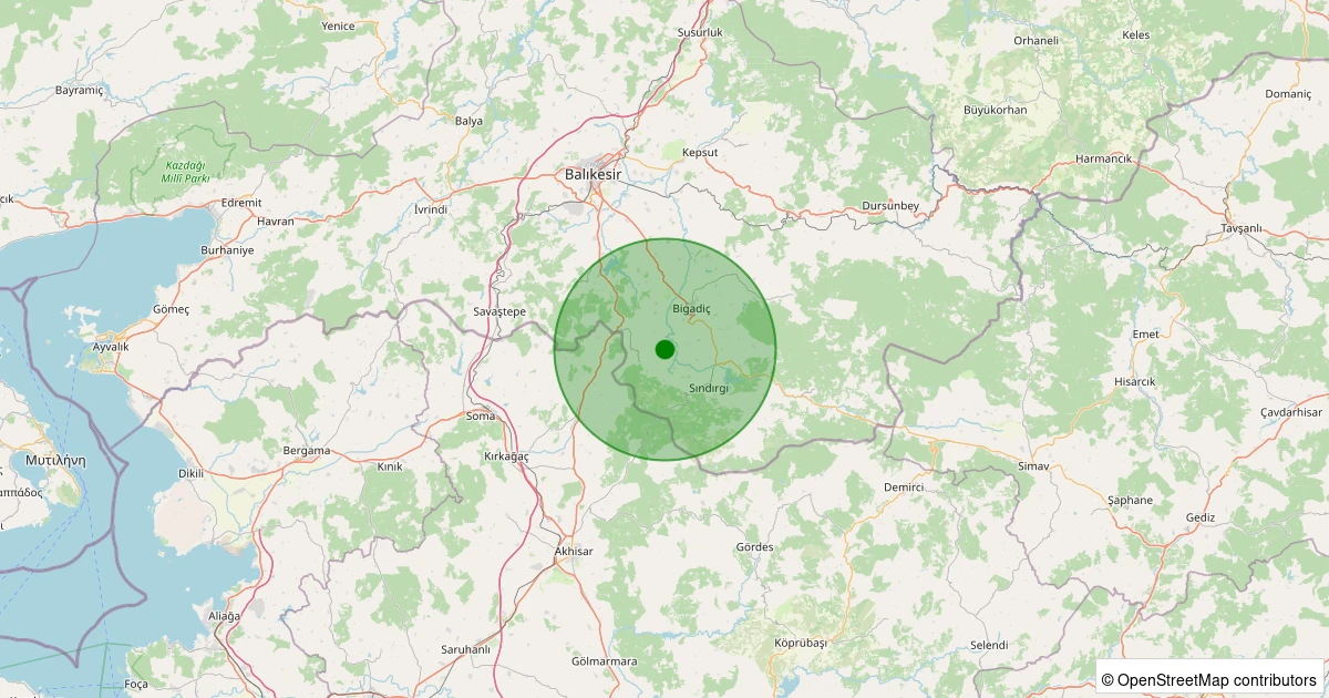 03 Kasım 2025 saat 14:52 - Sındırgı - Armutlu - 2.20ML depreminin harita gösterimi