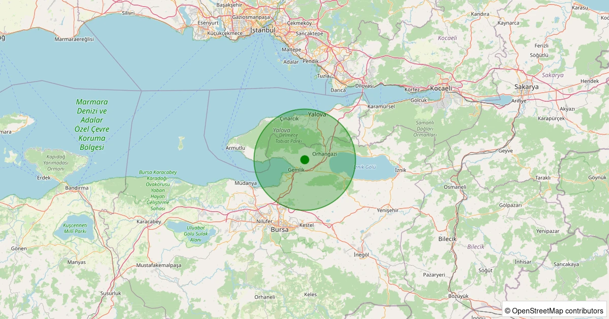 18 Ağustos 2025 saat 07:53 - Gemlik - Şahinyurdu Köyü - 2.00ml depreminin harita gösterimi