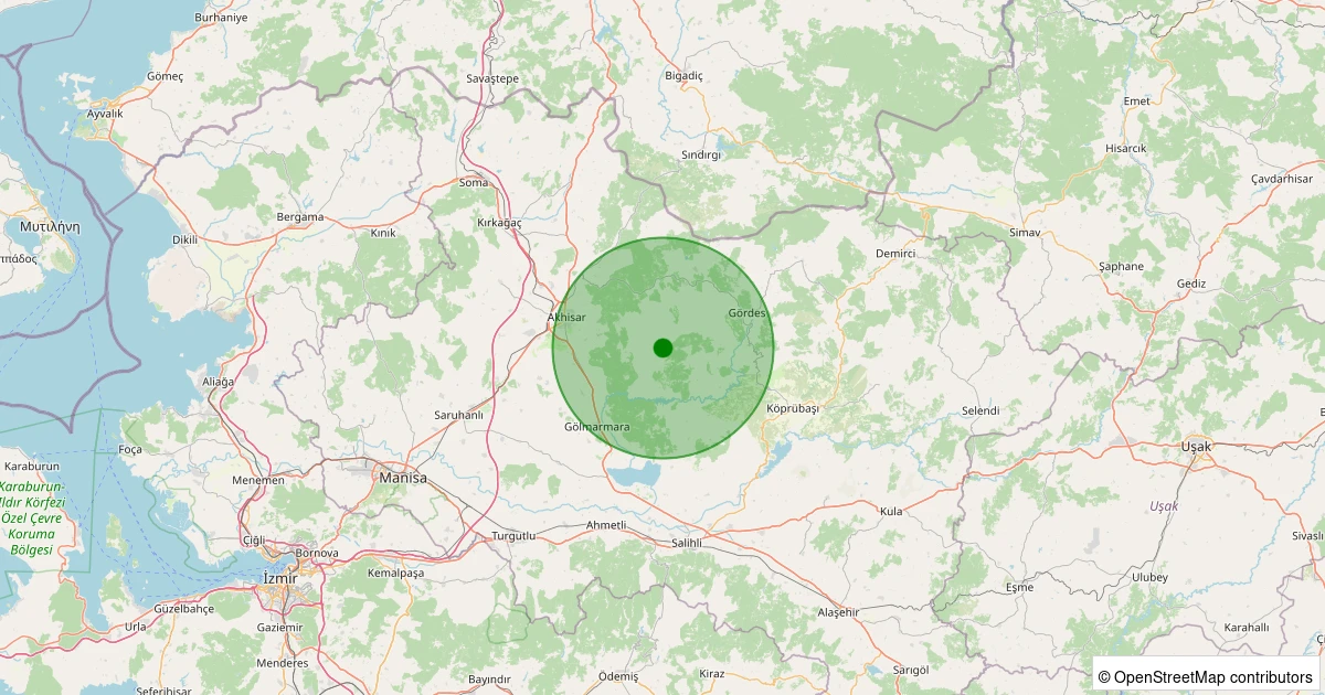 18 Ağustos 2025 saat 07:47 - Gördes - Kayacık - 1.00ml depreminin harita gösterimi