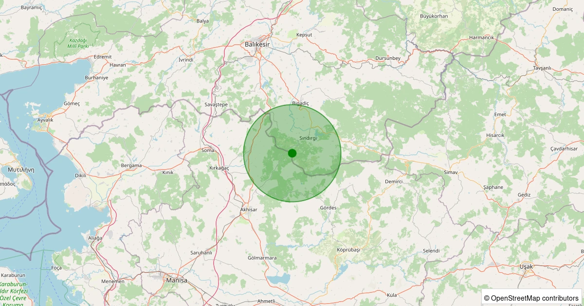 18 Ağustos 2025 saat 05:02 - Sındırgı - 1.60ml depreminin harita gösterimi