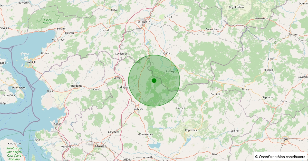 18 Ağustos 2025 saat 04:58 - Akhisar - 1.60ml depreminin harita gösterimi